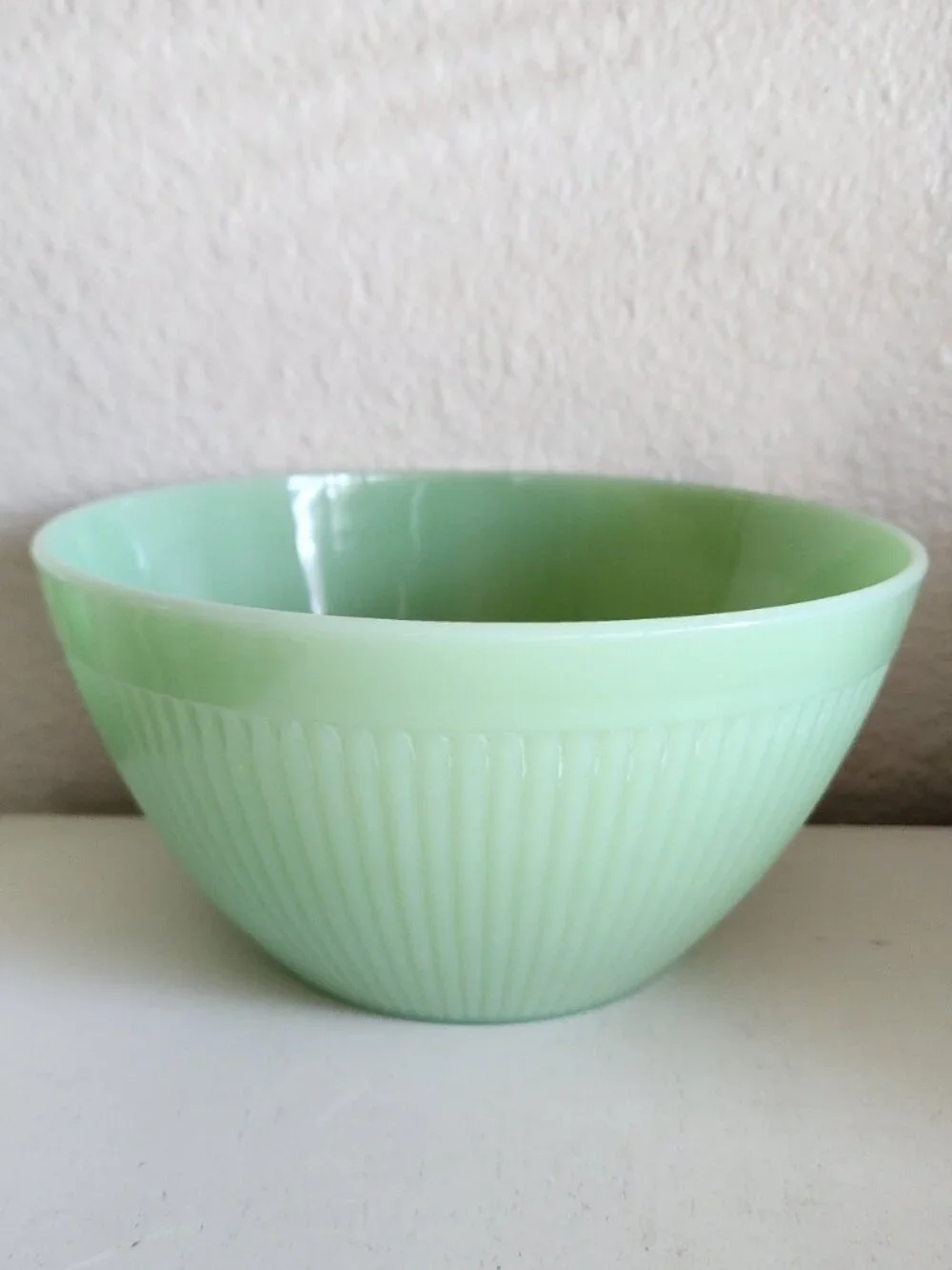 Vintage Jadeite Jadite Fire King Jane Ray Ribbed Mixing Bowl Green Glass 7.5